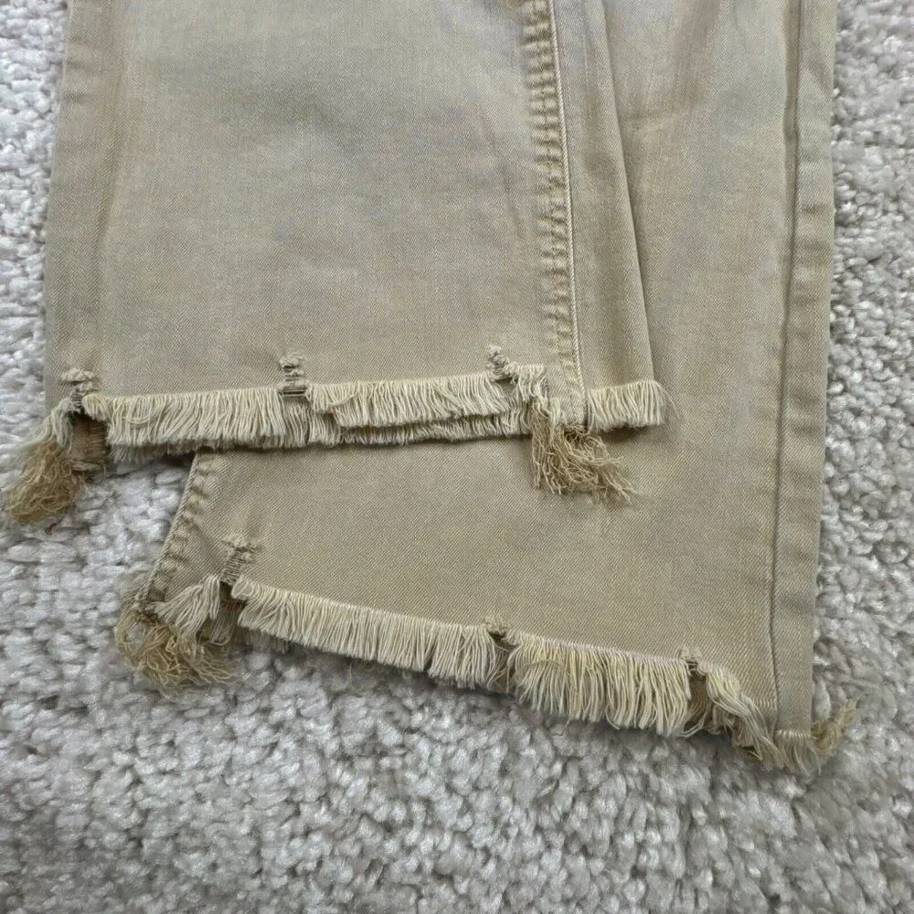 RISEN LOS Angeles Sand High Rise Distressed Straight Leg Jean Raw Hem 7/28 NEW - Picture 11 of 16